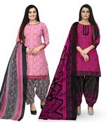 Pink printed cotton salwar