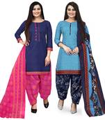 Blue printed cotton salwar