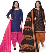 Blue printed cotton salwar