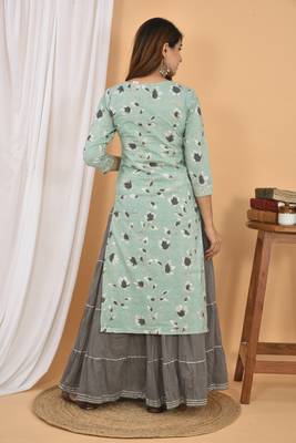 Grey printed cotton ethnic-kurtis 2