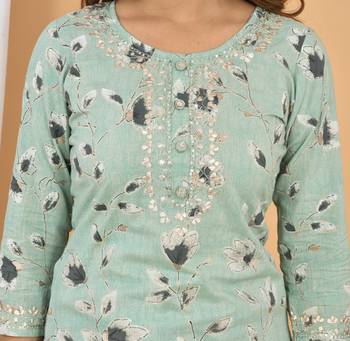 Grey printed cotton ethnic-kurtis 5