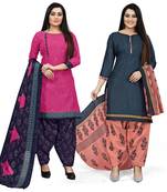 Magenta printed cotton salwar