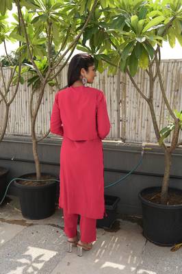 Red plain cotton ethnic-kurtis 2