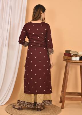 Maroon embroidered rayon ethnic-kurtis 2