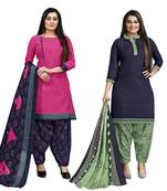 Magenta printed cotton salwar