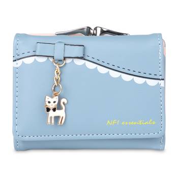 Nfi essentials Small Multi Fold Women's Wallets with Seprated pouches for Holding Credit Card, Cash & Coins (Blue) 2