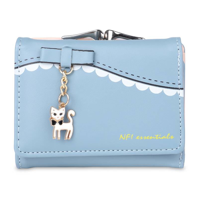 Nfi essentials Small Multi Fold Women's Wallets with Seprated pouches for Holding Credit Card, Cash & Coins (Blue)