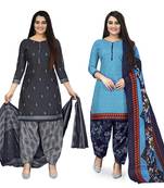 Blue printed cotton salwar