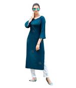 Kerosene Rayon  quarter Sleeves Diamond Work  Womens Kurta