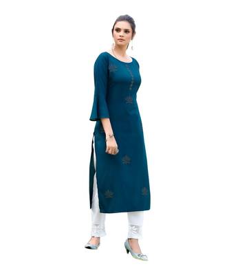 Kerosene Rayon  quarter Sleeves Diamond Work  Womens Kurta 4