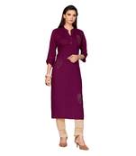 Maroon Rayon  quarter Sleeves Diamond Work  Womens Kurta