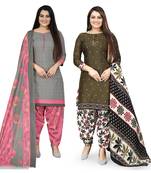 Grey printed cotton salwar