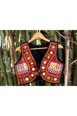 Black embroidered cotton women-jackets 1