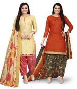 Beige printed cotton salwar