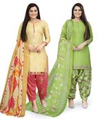 Beige printed cotton salwar