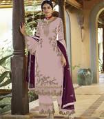Light Pink Faux Georgette Shtraight suit style Plazzo suit with Embroidery work 