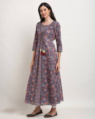 Purple printed cotton ethnic-kurtis 3
