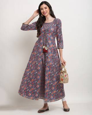 Purple printed cotton ethnic-kurtis 5
