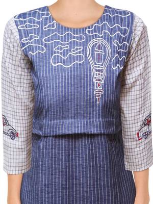 Blue embroidered cotton ethnic-kurtis 5