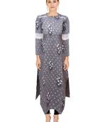 Grey printed cotton ethnic-kurtis