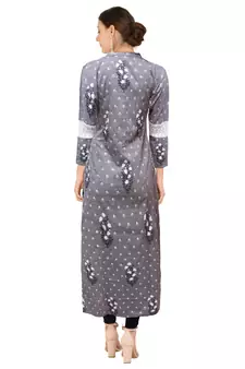 Grey printed cotton ethnic-kurtis