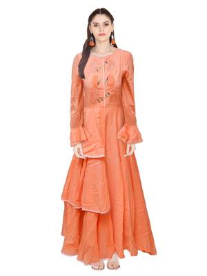 Orange embroidered cotton ethnic-kurtis 1