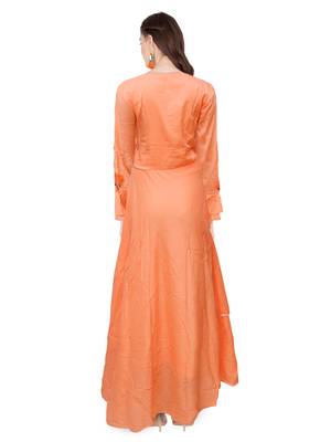 Orange embroidered cotton ethnic-kurtis 2