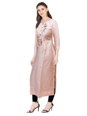 Peach embroidered cotton ethnic-kurtis 3