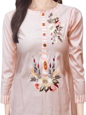 Peach embroidered cotton ethnic-kurtis 5