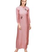 Peach embroidered rayon ethnic-kurtis