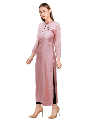 Peach embroidered rayon ethnic-kurtis 3