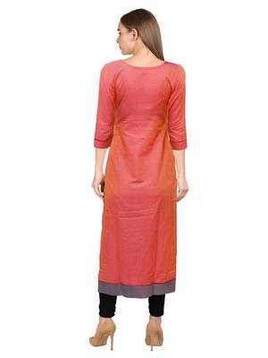 Orange embroidered cotton ethnic-kurtis 2