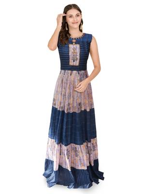 Blue embroidered rayon ethnic-kurtis 1