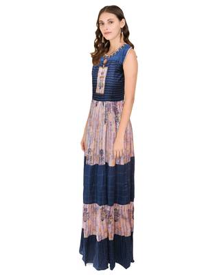 Blue embroidered rayon ethnic-kurtis 3