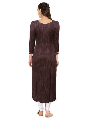 Brown embroidered cotton ethnic-kurtis 2