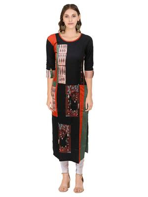 Black embroidered rayon ethnic-kurtis 1