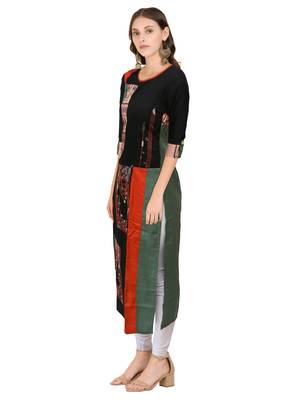 Black embroidered rayon ethnic-kurtis 3