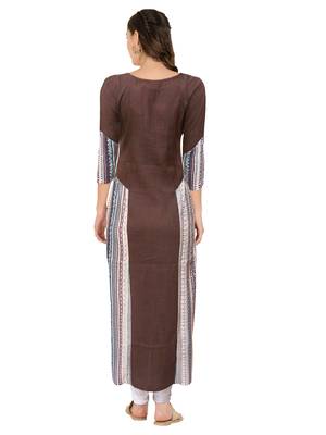 Brown printed cotton ethnic-kurtis 2