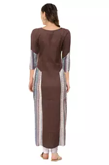 Brown printed cotton ethnic-kurtis