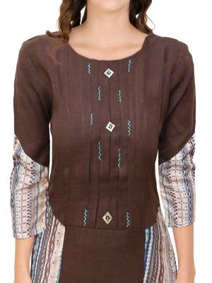 Brown printed cotton ethnic-kurtis 5