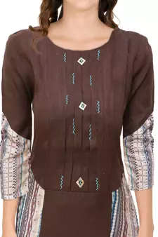 Brown printed cotton ethnic-kurtis