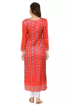 Red embroidered rayon ethnic-kurtis