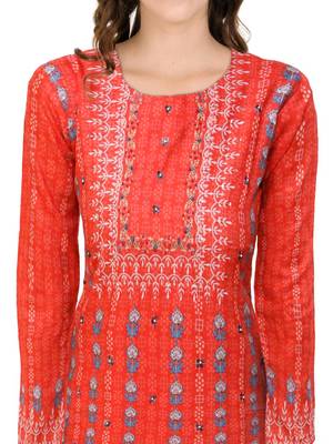 Red embroidered rayon ethnic-kurtis 5