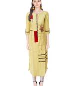Green embroidered rayon ethnic-kurtis