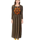 Black embroidered cotton ethnic-kurtis