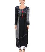 Black plain rayon ethnic-kurtis