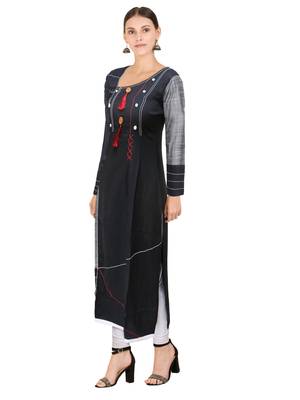 Black plain rayon ethnic-kurtis 3