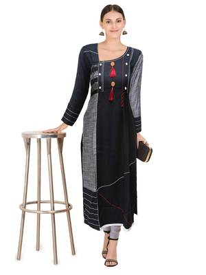 Black plain rayon ethnic-kurtis 4