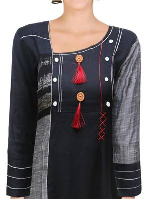 Black plain rayon ethnic-kurtis 5