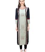 Green embroidered cotton ethnic-kurtis